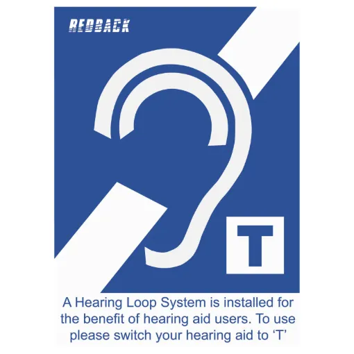 Pack of 5 indicator labels to inform patrons that there is a hearing aid induction loop installed. 140H x 100W mm