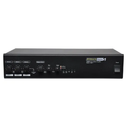 This 250 Watt 3 channel mixer amplifier is specifically designed for applications requiring up to three microphone inputs, without compromising output power and overall performance. The amplifier feature three inputs which can be configured for either microphone or line level operation.