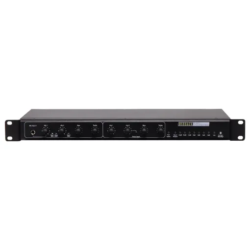 This 4 Channel Stereo Mixer has been designed to meet the growing demands of PA systems utilising high power stereo amplifiers, it features 2 balanced microphone and 2 auxiliary inputs. Perfect for aerobics use, bars, bistros, sporting clubs.