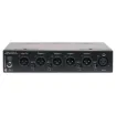 This compact half rack distributor comprises of a single 3 pin balanced XLR input to four 3 pin balanced XLR outputs. Great for splitting a single audio source out to multiple zones without interference between channels.