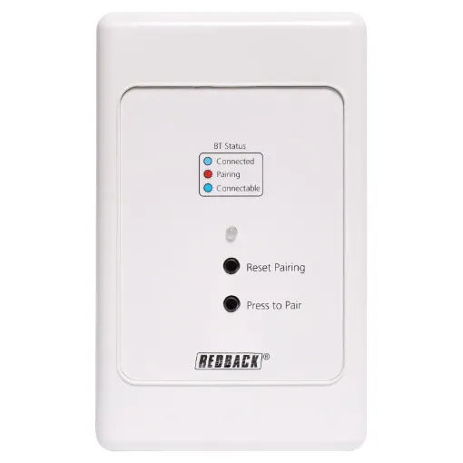 This commercial grade BT 5.0 receiver offers the ability to interface Bluetooth audio devices into public address systems. Balanced audio is relayed back to a Redback solutions receiver.