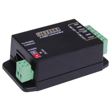 Provides a microphone or line level output which can be connected directly to the input of an amplifier. Connection between the A 4660 paging console and this unit is via a Cat5e cable which carries power and the balanced audio output from the microphone.