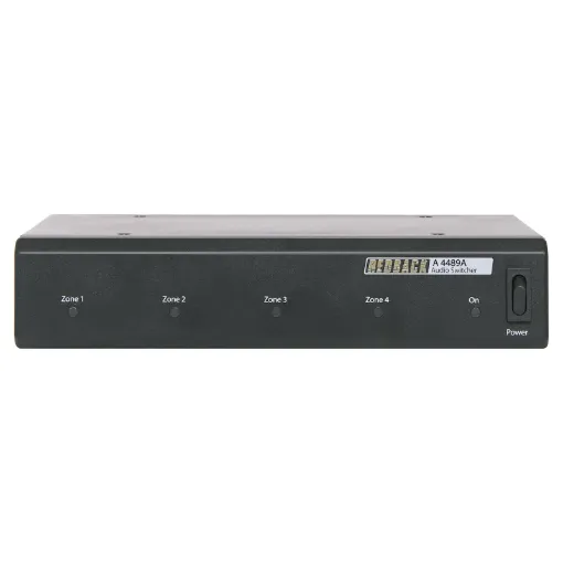 The A4489A zone relay unit may be installed remotely and has been designed to switch either low level inputs or amplifier outputs and interfaces the A4660 paging console with existing PA systems. Suits for line level or 100V line zone switching.