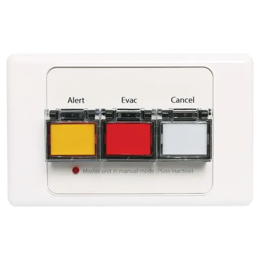 Allows the A4565A alert/evac unit to be activated remotely. Featuring alert, evacuation and cancel buttons with protective &quotflip up&quot covers to prevent accidental operation.