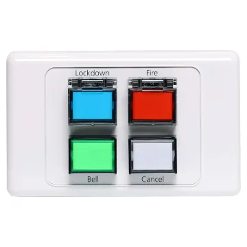 Redback WallPlate allows the A 4505 Lockdown Timer to be controlled remotely. Featuring Lockdown, Fire, Chime and Cancel buttons, the plate can be located up to 100m away from the main unit.