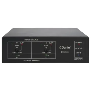 Interfaces 1 input and 1 output CSP UTP wallplates with Dante&reg systems.