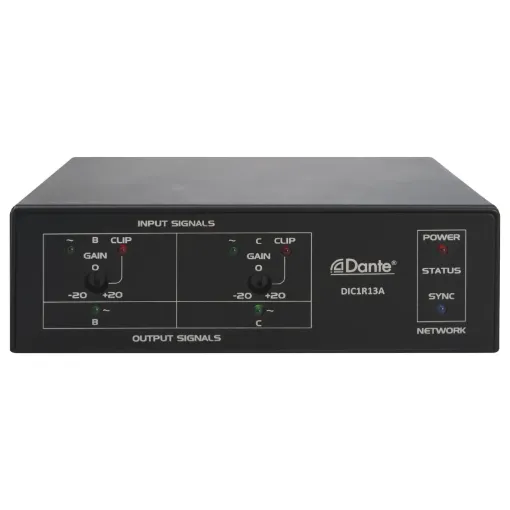 Interfaces 1 input and 1 output CSP UTP wallplates with Dante&reg systems.