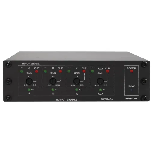 Interfaces 2 input and 4 output CSP UTP wallplates with Dante&reg systems