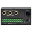 This audio distribution system uses affordable UTP cabling to send up to three balanced inputs (terminal block) or mono RCA signals over long distances.