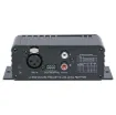 This line pre-amp will accept either a microphone or auxiliary input and convert it to a balanced high level signal suitable for distribution up to 500M without interference with up to 3V of output level available. Volume controls are provided for both inputs plus a master volume control. The microphone is a balanced XLR input whilst the auxiliary