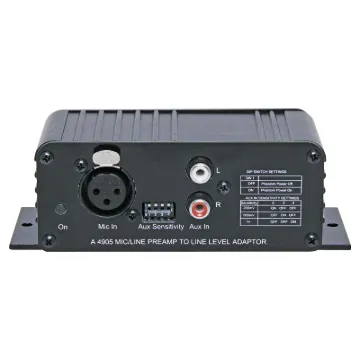 This line pre-amp will accept either a microphone or auxiliary input and convert it to a balanced high level signal suitable for distribution up to 500M without interference with up to 3V of output level available. Volume controls are provided for both inputs plus a master volume control. The microphone is a balanced XLR input whilst the auxiliary