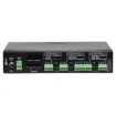 This Microphone/Line Hub is designed to accept audio from up to four A 4931 Mic/Line Preamp wallplates. The Hub has a dedicated output for each wall plate, with front mounted volume controls for each output.