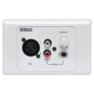 This mic/line pre-amp wallplate accepts either a microphone or line input and converts the signal to a balanced high level output. The 3V output signal is carried via Cat5e cable, (suitable for distribution up to 300m without interference) back to the A 4930 Hub.
