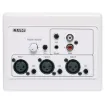 These local zone input wallplates allow for multiple mic/line inputs to be sent over UTP cabling back to a single receiver for connection to a zone amplifier.