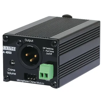 By adding this module inline with a paging microphone pre and post announcement chimes can be added to the audio signal.