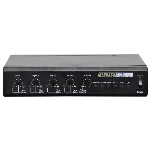 Designed with small supermarkets in mind. We've designed the hub to cater for industry standard supermarket 5 pin XLR microphones which connects to a local wallplate (A 5138) over a Cat5/6 cable.