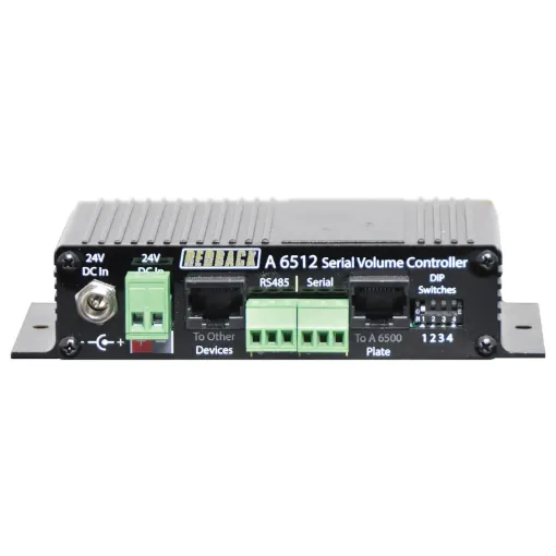 These compact modules are designed to remotely alter the volume of any low level signal source feeding any amplifier or mixer remotely, via RS 232 or RS 485 serial control. They will interface with the Redback A 6500 wallplate or any other 3rd party control system. Requires 24V DC power supply. Includes one input with remote volume adjustment via s