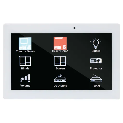 This universal 7" touchscreen wallplate is the perfect control system for commercial and domestic automation. Its stylish low profile design lends itself to installation in new modern homes, classrooms, lecture theatres or corporate boardrooms.