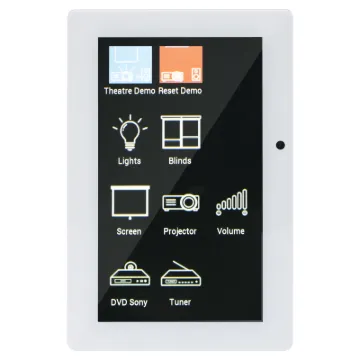 This universal touchscreen wallplate is the perfect control system for commercial and domestic automation. Its stylish low profile design lends itself to installation in new modern homes, classrooms, lecture theatres or corporate boardrooms.