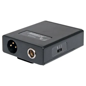 Powered by 1 AA battery, this module provides phantom power for mics equipped with a 3 pin mini XLR plug. A handy 'bass cut' switch is provided, giving the user ability to reduce breath and movement noise. It provides a standard 3 pin XLR output for conne