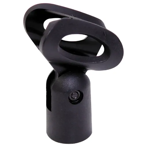 Designed to suit narrow bodied hard wired mics. Uses standard 5/8&quot thread to enable direct fitting to most mic stands and goosenecks. Features flexible plastic to allow the accommodation of a variety of microphone sizes.