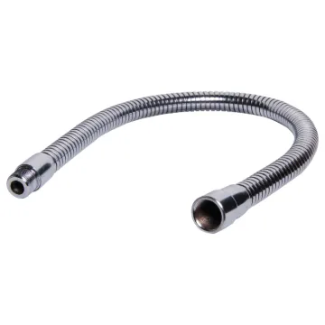 Microphone gooseneck incorporating 5/8&quot thread male to female. Matching bench mount bases C 0420/21. 300mm Chrome.