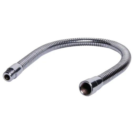 Microphone gooseneck incorporating 5/8&quot thread male to female. Matching bench mount bases C 0420/21. 300mm Chrome.