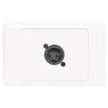 3pin XLR microphone connector mounted horizontally on a wall plate. &quotOne-Shot&quot version with screw terminal connections for quick and easy connection on site.