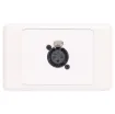 3pin XLR microphone connector mounted horizontally on a wall plate. &quotOne-Shot&quot version with screw terminal connections for quick and easy connection on site.
