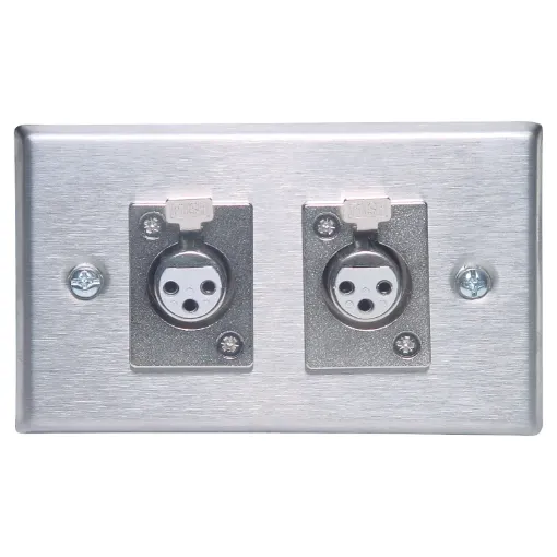 3 Pin Horizontal Mount Stainless Steel Plates with 2 x XLR skts