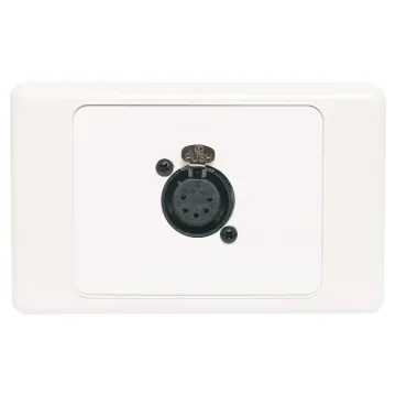5pin XLR microphone connector mounted horizontally on a dual face wall plate. &quotOne-Shot&quot versions with screw terminal connections for quick and easy connection on site.