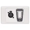 This 5 Pin XLR wall plate are fitted with a clip for holding supermarket microphones.