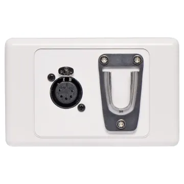 This 5 Pin XLR wall plate are fitted with a clip for holding supermarket microphones.