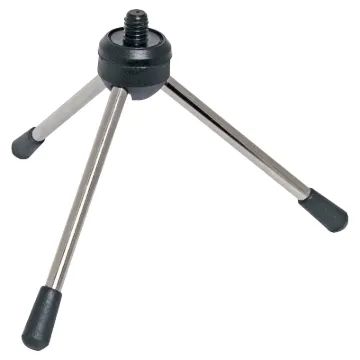 Mic stand has fold in legs and stands 86mm high when extended. With standard 5/8&quot thread.