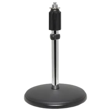 Diecast base, telescopic height adjustment from 220mm to 380mm. Weight 1.4kg. 5/8" mic holder  threaded adaptor included.