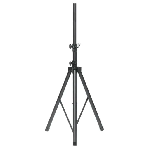 Heavy duty steel construction and collapsible for easy transportation. Anti-sway bars on legs provides stability. Suit 35mm&Oslash top hats for most popular commercial equipment. Adjusts from approx 1.1-1.85 metres with a payload of 60kg.