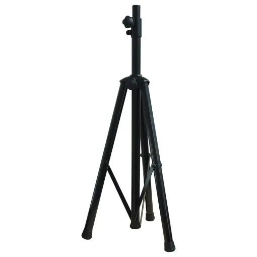 Extra heavy duty ALL steel construction and collapsible for easy transportation. Anti-sway bars on legs provides stability. Suit 35mm&Oslash top hats for most popular commercial equipment. Adjusts from approx 1-2 metres with a payload of 40kg.