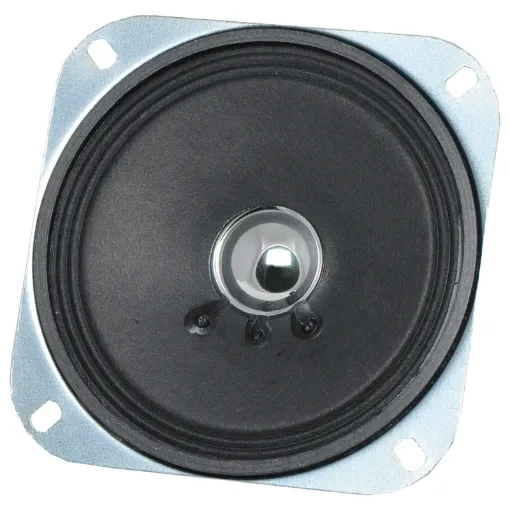 5 watt max. 4 and 8&Omega taps. Great for use in intercoms, as monitor speakers, etc. 
Diagonal mounting hole centres at 117mm.