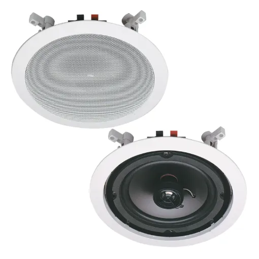 High quality, high performance ceiling mount speakers. All feature excellent hi-fi reproduction and high power handling capability. The dome tweeter is 'eyeball' mounted, enabling the optimisation of lateral high frequency response. 

Designed to be ins