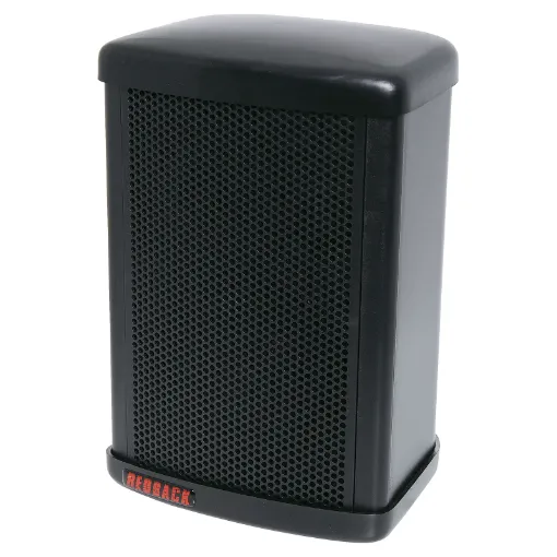 High Performance Speech and Music Speakers for Home Stereo and Commercial Sound Applications. The REDBACK Sound Monitors are constructed from moulded 'Luran-S' thermoplastic.  They feature a two way, bass reflex speaker system with a 100mm bass/