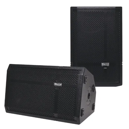 This 2 Way 300mm (12") 150W PA Pro Speaker Pair is part of a new series by Biema. This new range has been engineered using the most advanced acoustic design software. The cabinets trapezoidal shape allows installation as a floor mount foldback configuration or on a speaker stand utilising the 35mm top hat recess in the base.