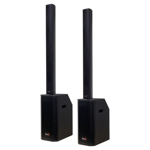 This 1200W PA column speaker system is a plug and play active speaker system ideal for small live shows, small parties, bands, musicians or anywhere foreground sound reinforcement is required.