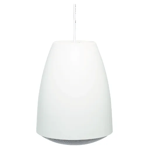 Designed for use where traditional ceiling mounted speakers are difficult or impractical to install. Used in such areas as very high raked, suspended, concrete, or exposed ceilings.