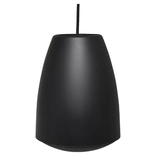 Designed for use where traditional ceiling mounted speakers are difficult or impractical to install. Used in such areas as very high raked, suspended, concrete, or exposed ceilings.