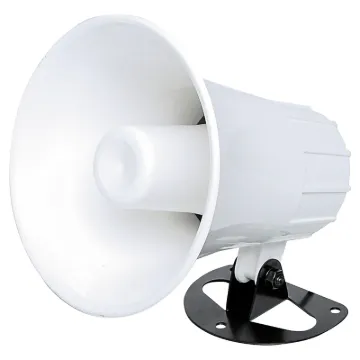 PA horn speaker suitable  for general public address, CB extension speakers, boats and alarms etc. White PVC construction. Swivel bracket included. Flare dimensions: 135mm.