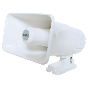 The all plastic construction makes this PA horn speaker suitable for sheltered outdoor use. It may be used for both PA and siren/alarm applications. The vibration-proof construction allows it to be mounted on vehicles.