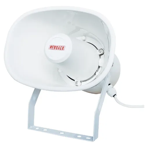 Exclusive design incorporates a dog leg mounting bracket which eliminates the need to separate the horn from the bracket during installation. A real time &amp money saver! Traditional horn speaker brackets have to be removed, screwed to the wall surface, and then bolted back onto the horn speaker.