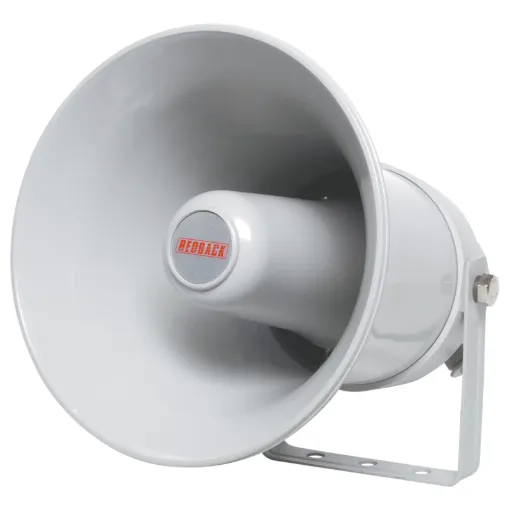 The REDBACK 30W plastic PA horn speaker is designed primarily for distributed paging systems where a high degree of speech articulation and program clarity is paramount. Ideal for paging and general public address requirements. High power 30 watt model.