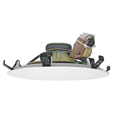Redback "One-Shot" speaker assemblies install in seconds. They simply snap fit to any 10-13mm thickness ceiling by means of the integral pressure clips. The labour cost savings for the pro sound installer are both obvious and substantial.