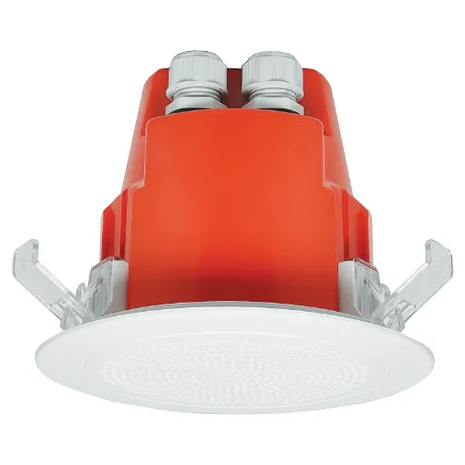Designed to meet AS ISO 7240.24:2018. Considerable development and has been put into this fire announcement system approved version of our popular One-Shot 'Rat-Trap' speaker. Flame retardent design with tuned PA driver to suit the latest approval requirements.